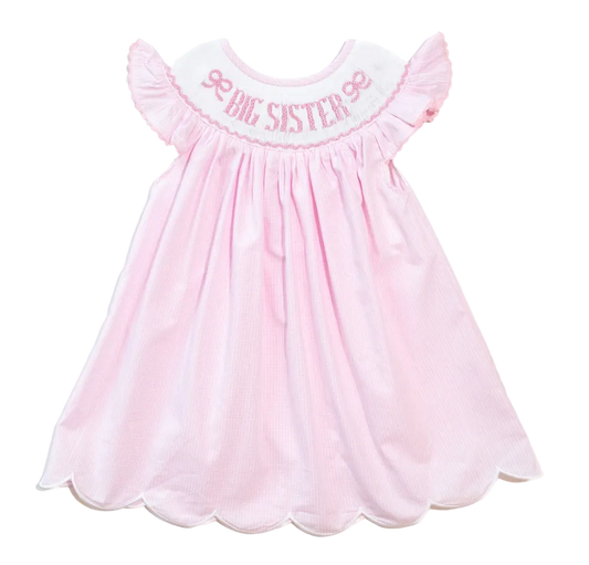 Smocked Big Sister Pink Gingham Dress