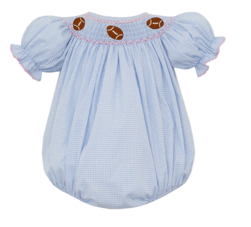 Blue Gingham Girls Football Bubble