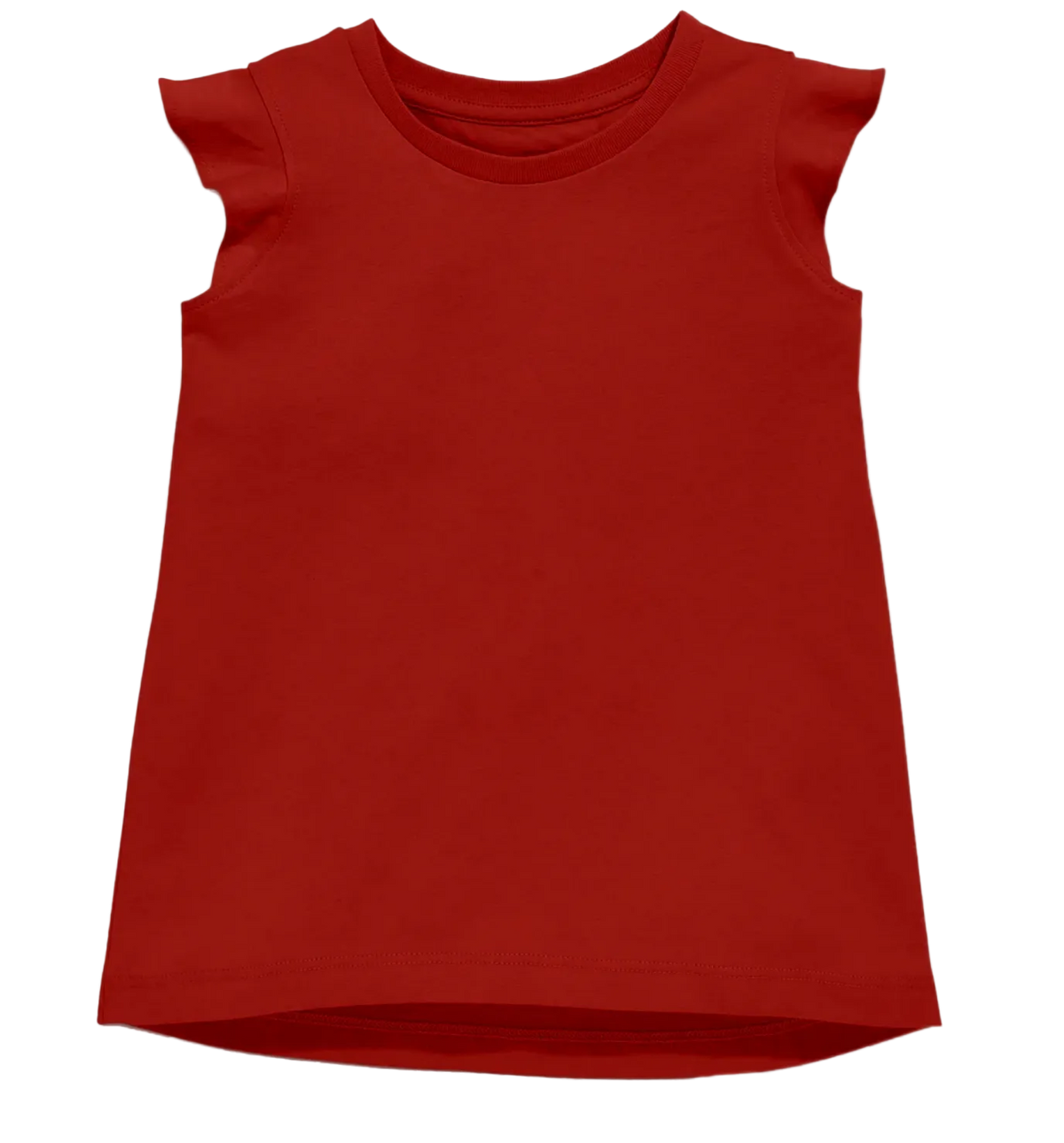 Red ruffle sleeves top on a white background