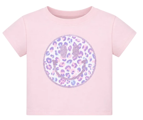 Glitter Leopard Smiley Boxy T
