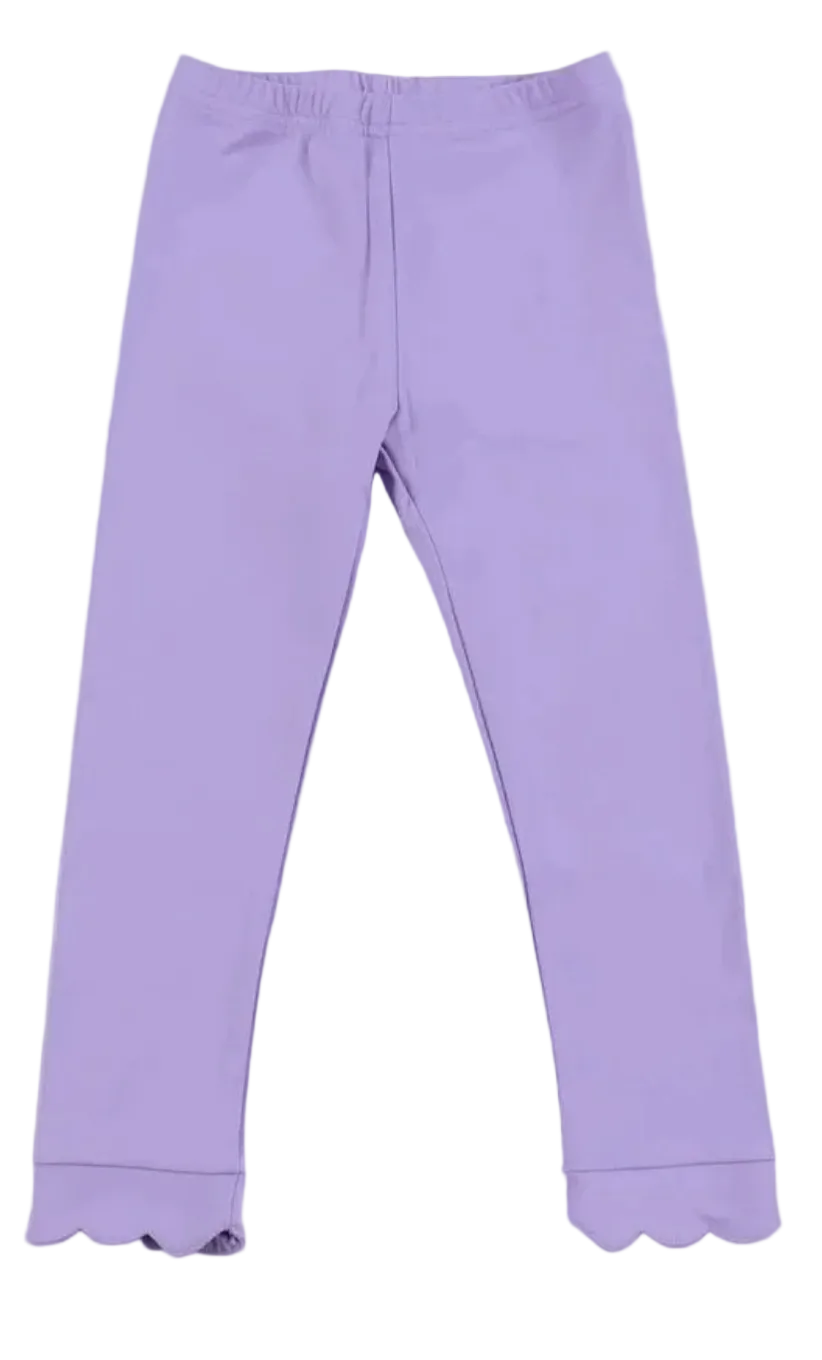 Light purple leggings with scalloped hems, shown flat against a white background.