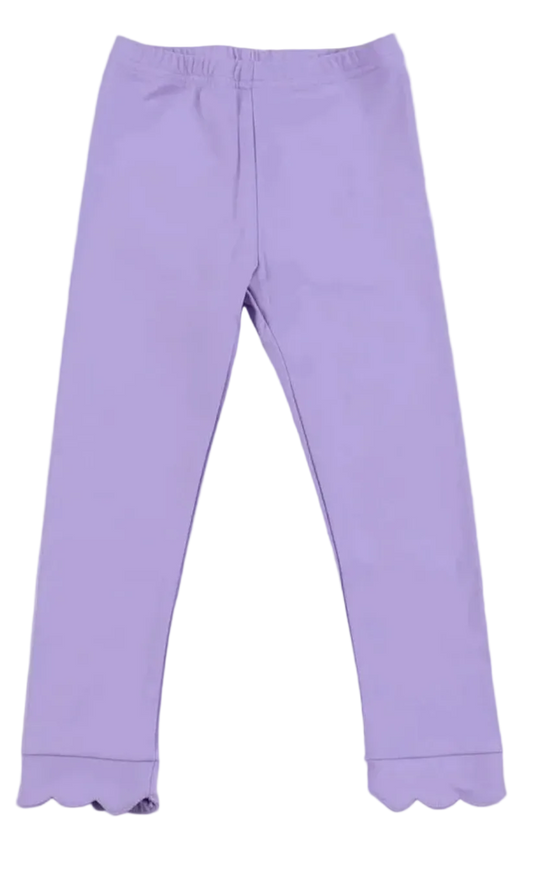 Light purple leggings with scalloped hems, shown flat against a white background.