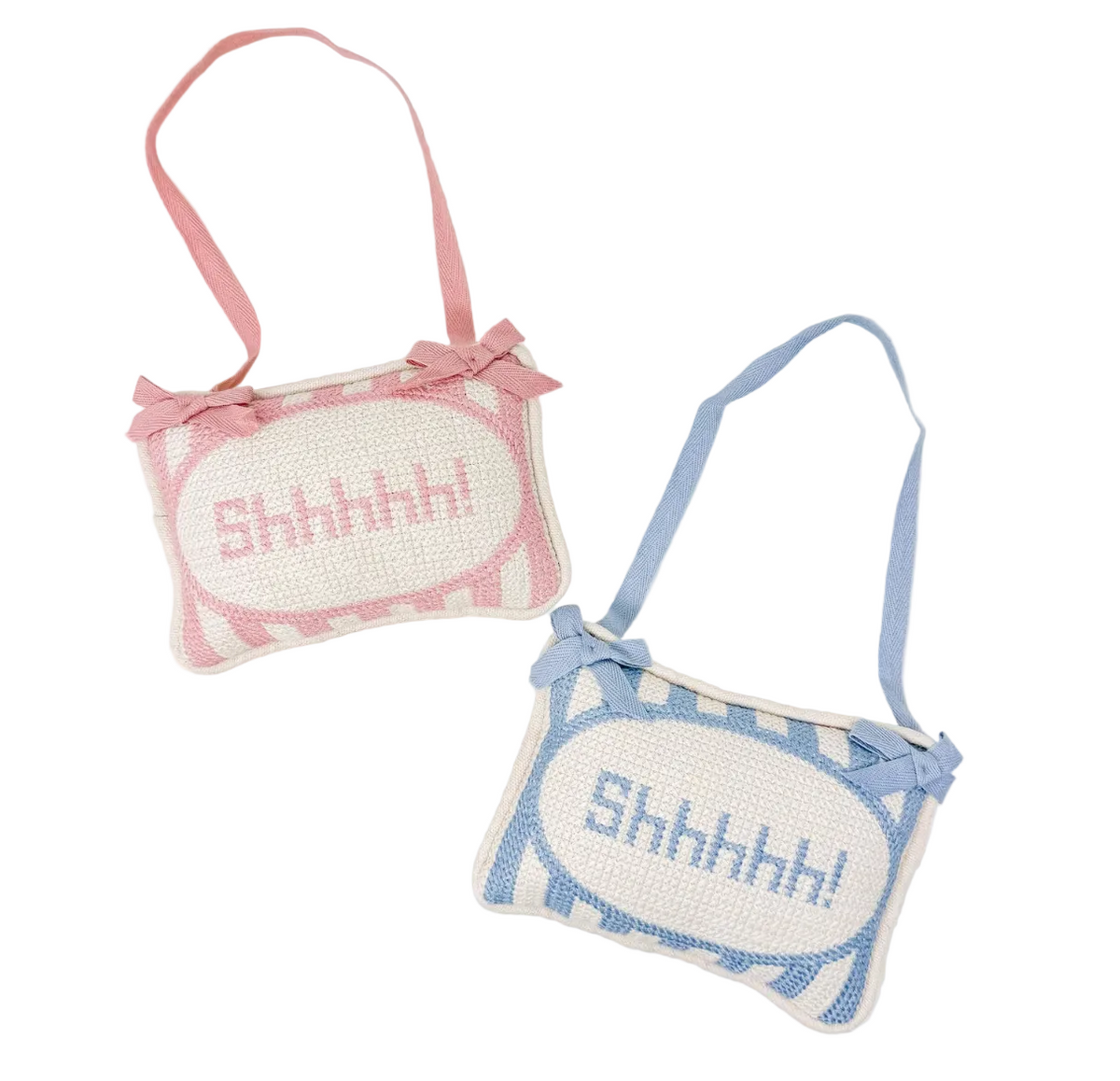Shh! Embroidery Pillow Door Hanger