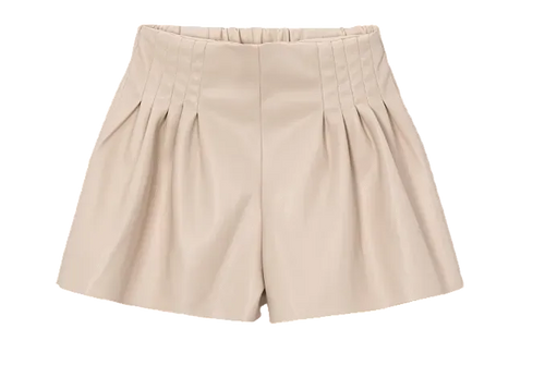 Beige Leather Shorts