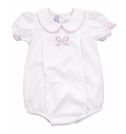 Bow Embroidered Pleated Bubble