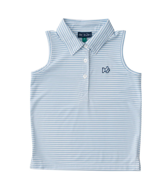 Sleeveless Pro Performance Blue and White Stripe