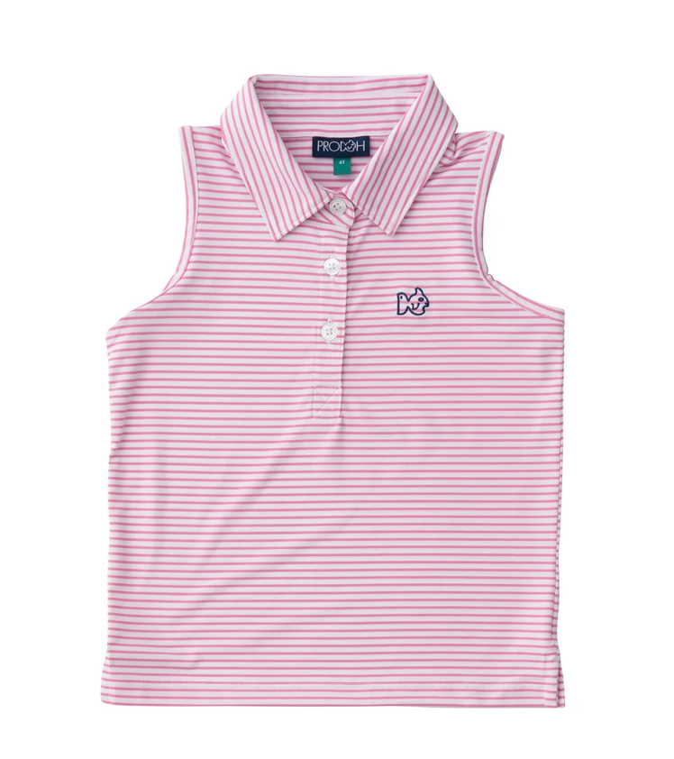 Sleeveless Pro Performance Pink and White Stripe