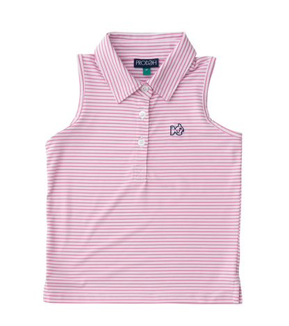 Sleeveless Pro Performance Pink and White Stripe