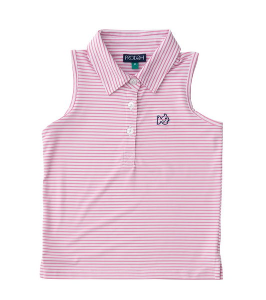 Sleeveless Pro Performance Pink and White Stripe