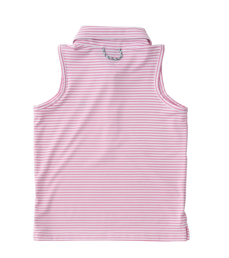 Sleeveless Pro Performance Pink and White Stripe