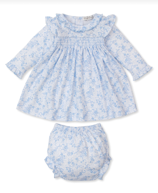 Blue Floral Smocked Dress