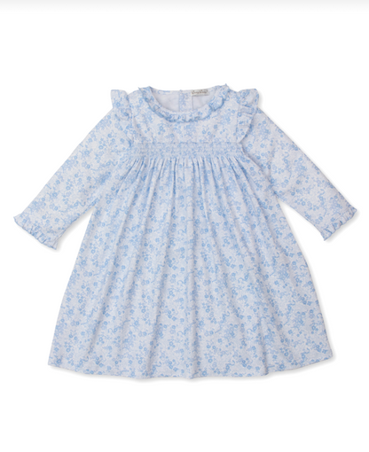 Blue Floral Smocked Dress