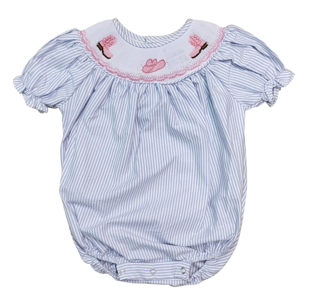 Boots and Hat Smocked Cowgirl Bubble