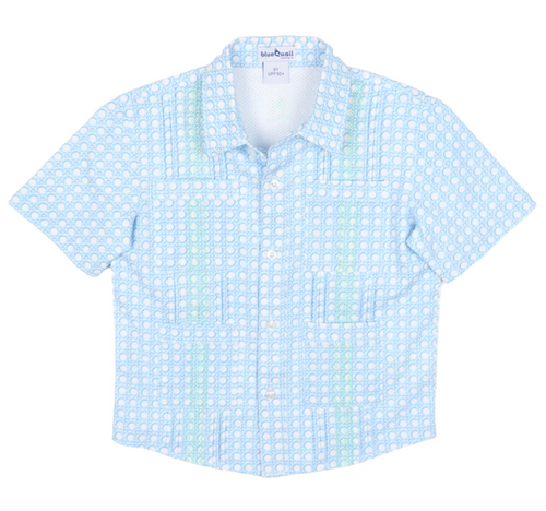 Blue Cane Lattice Guayabera