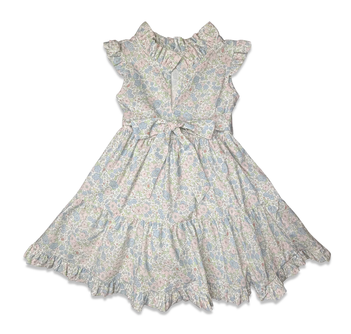 soft toned floral tiered dress for little girls 