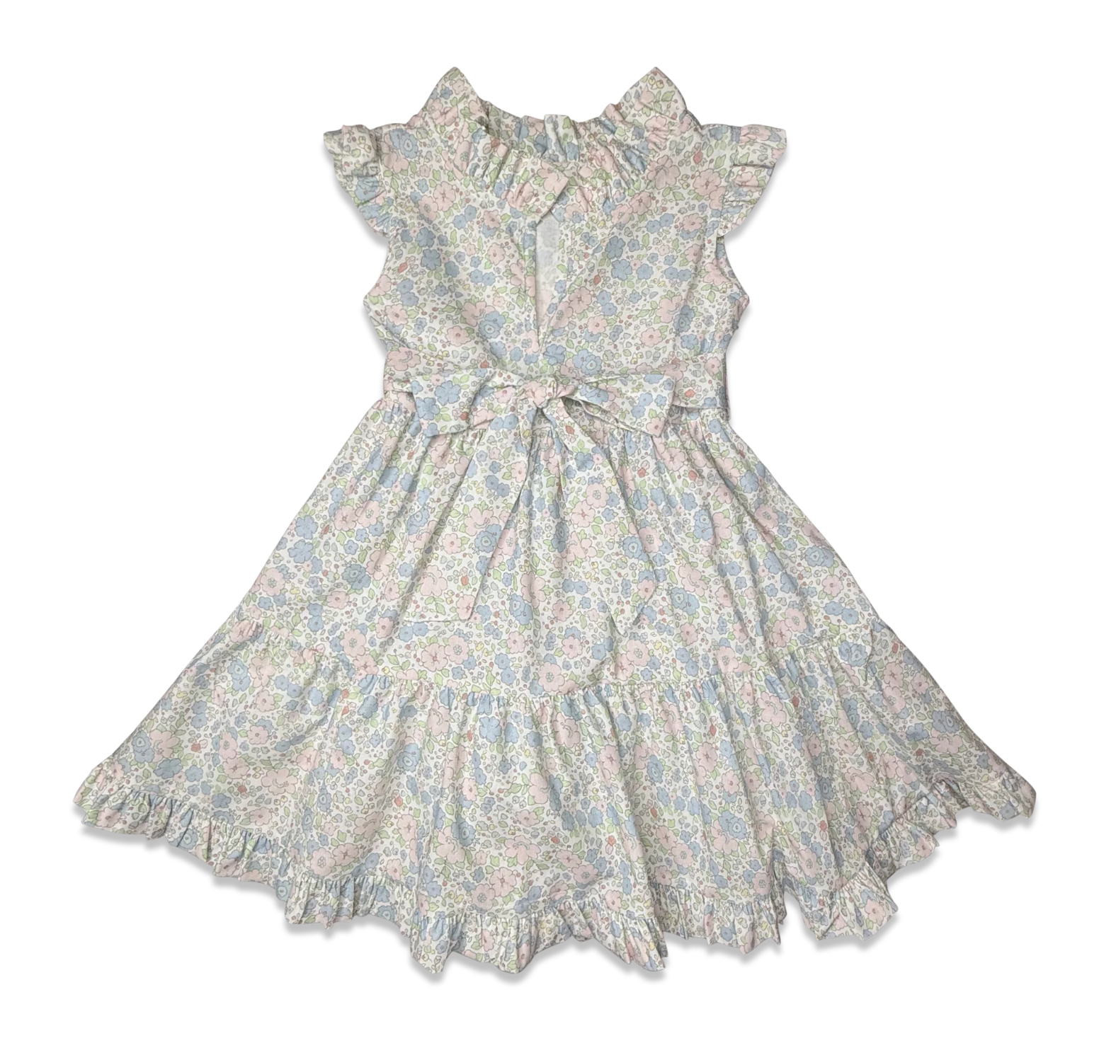 soft toned floral tiered dress for little girls 