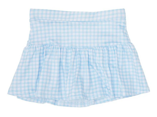 Light blue gingham skirt on a white background