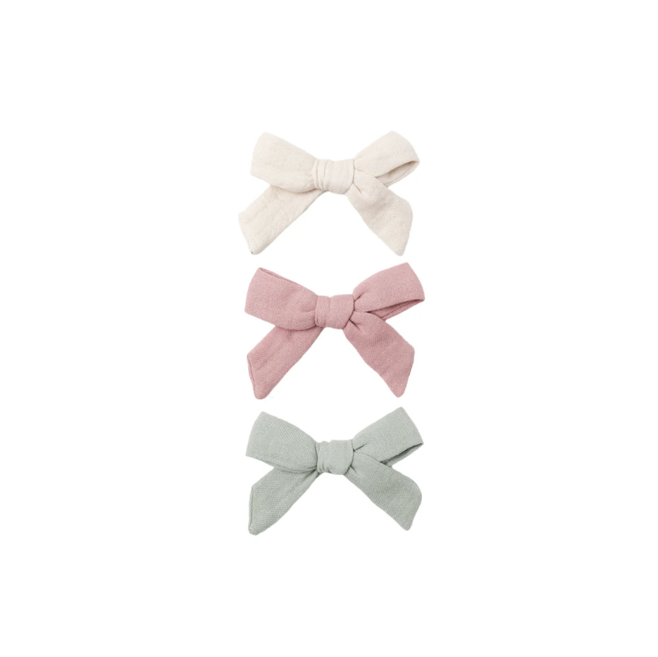 Hair Bow Set - Natural, Mauve, Sage