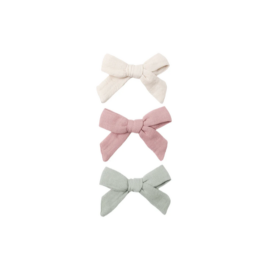 Hair Bow Set - Natural, Mauve, Sage