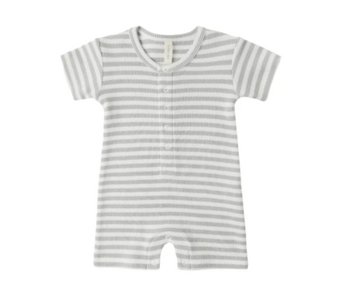 Sage Stripe Waffle Snap Romper