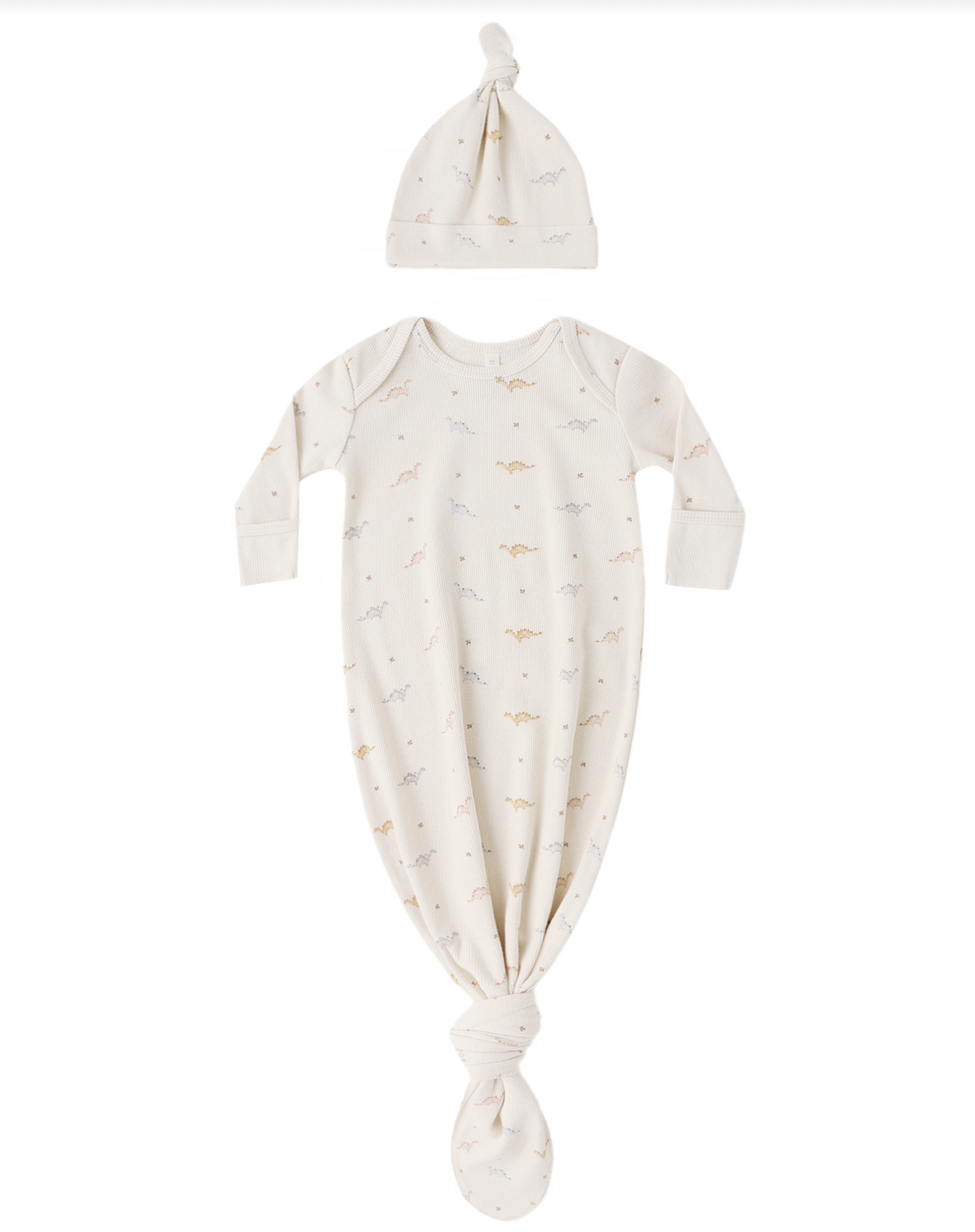 Dinos Knotted Baby Gown + Hat Set