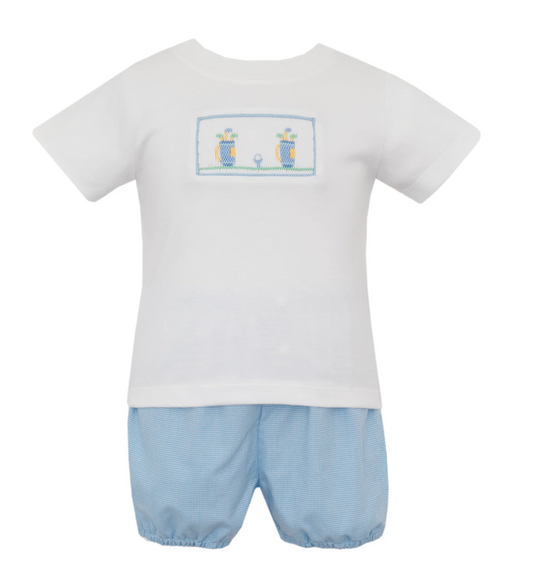 Golf Blue Minicheck Bloomer Set