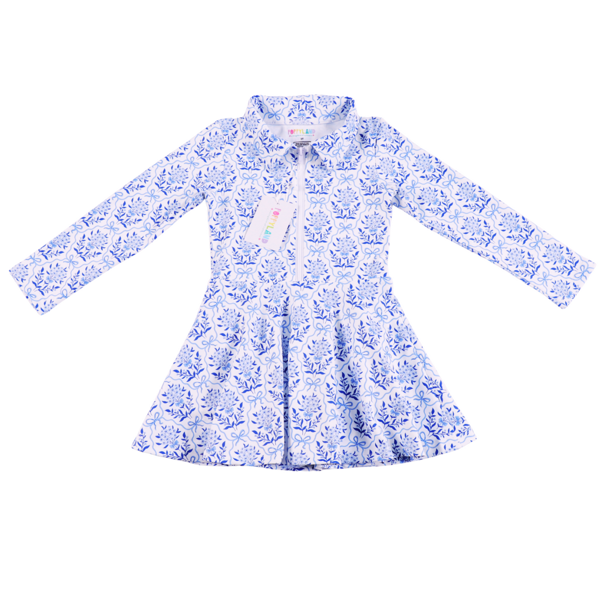 Grace Dress Blueberry Bow by Poppyland Girls Dress