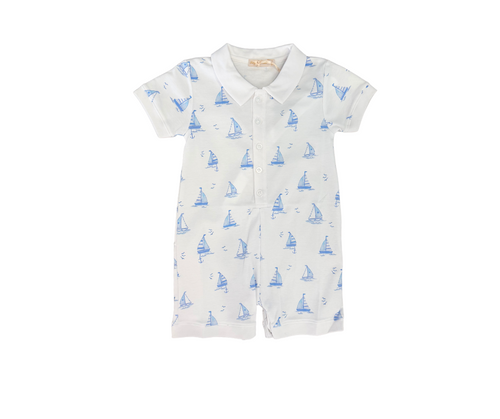 Sailing Boats Light Blue Romper
