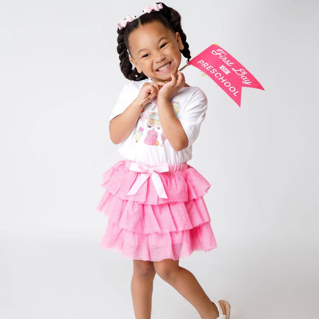 Pink Pencil Bow Clip Set - Hair Bows - Back To School