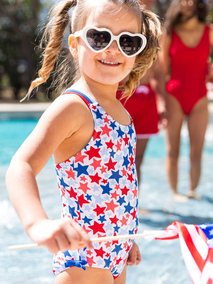Girls Shimmer Star-Spangled Cross-Back One Piece