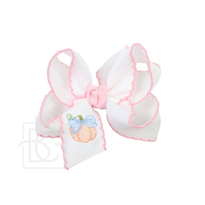Pink Pumpkin Crochet Edge Bow