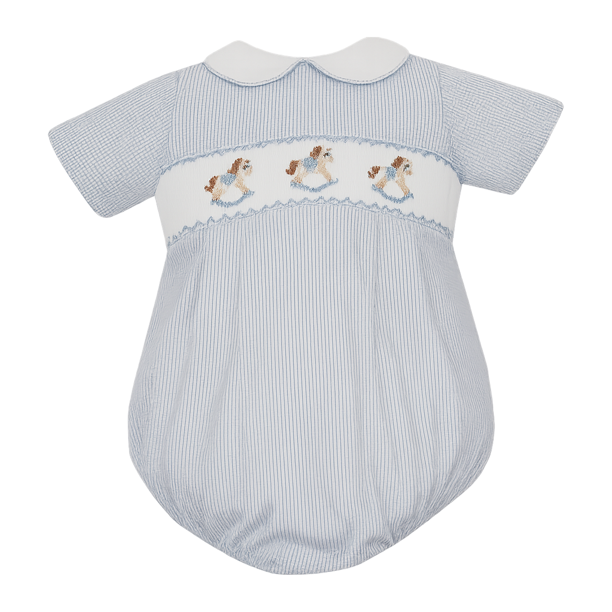 White long-sleeve boy's shirt with Peter Pan collar and red piping