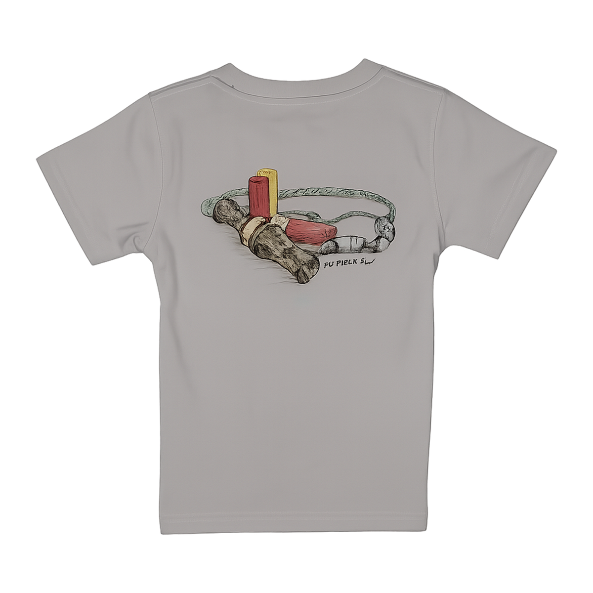 Ice grey boys T-shirt with Mossy Oak hunting graphic on the back