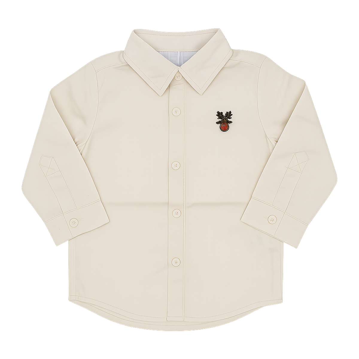 Sand Beige Reindeer Dress Shirt by Lil Cactus Girls Dress