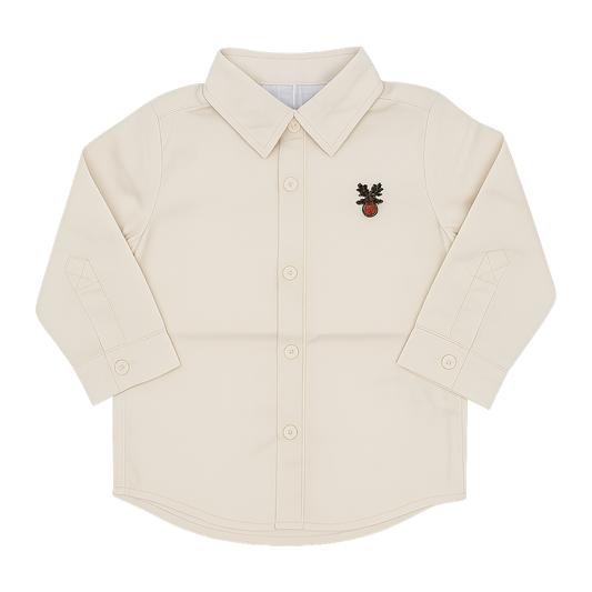 Sand Beige Reindeer Dress Shirt by Lil Cactus Girls Dress
