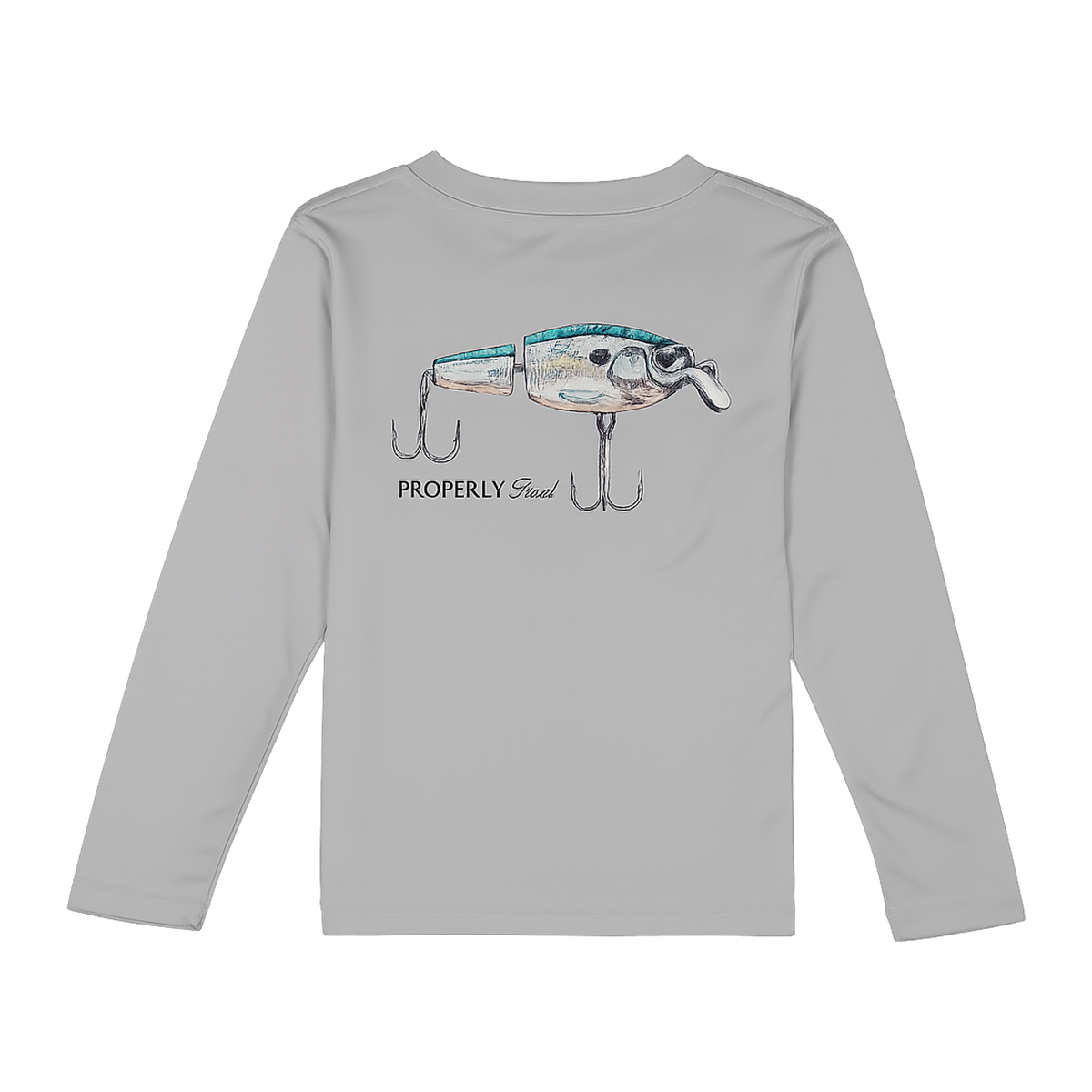Boys Performance Tee LS Swimbait by Properly Tied in Ice Grey Boys Shirt