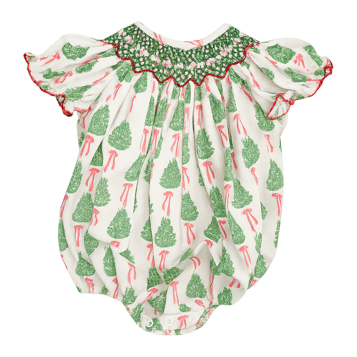 Smocked Christmas Tree Girl Bubble by City Beautiful