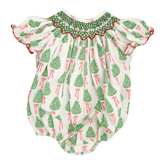 Smocked Christmas Tree Girl Bubble by City Beautiful