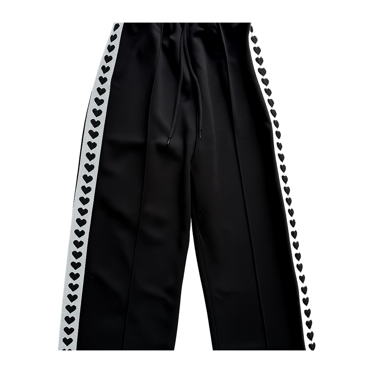 Side Stripe Heart Track Pant by Tweenstyle in BLACK