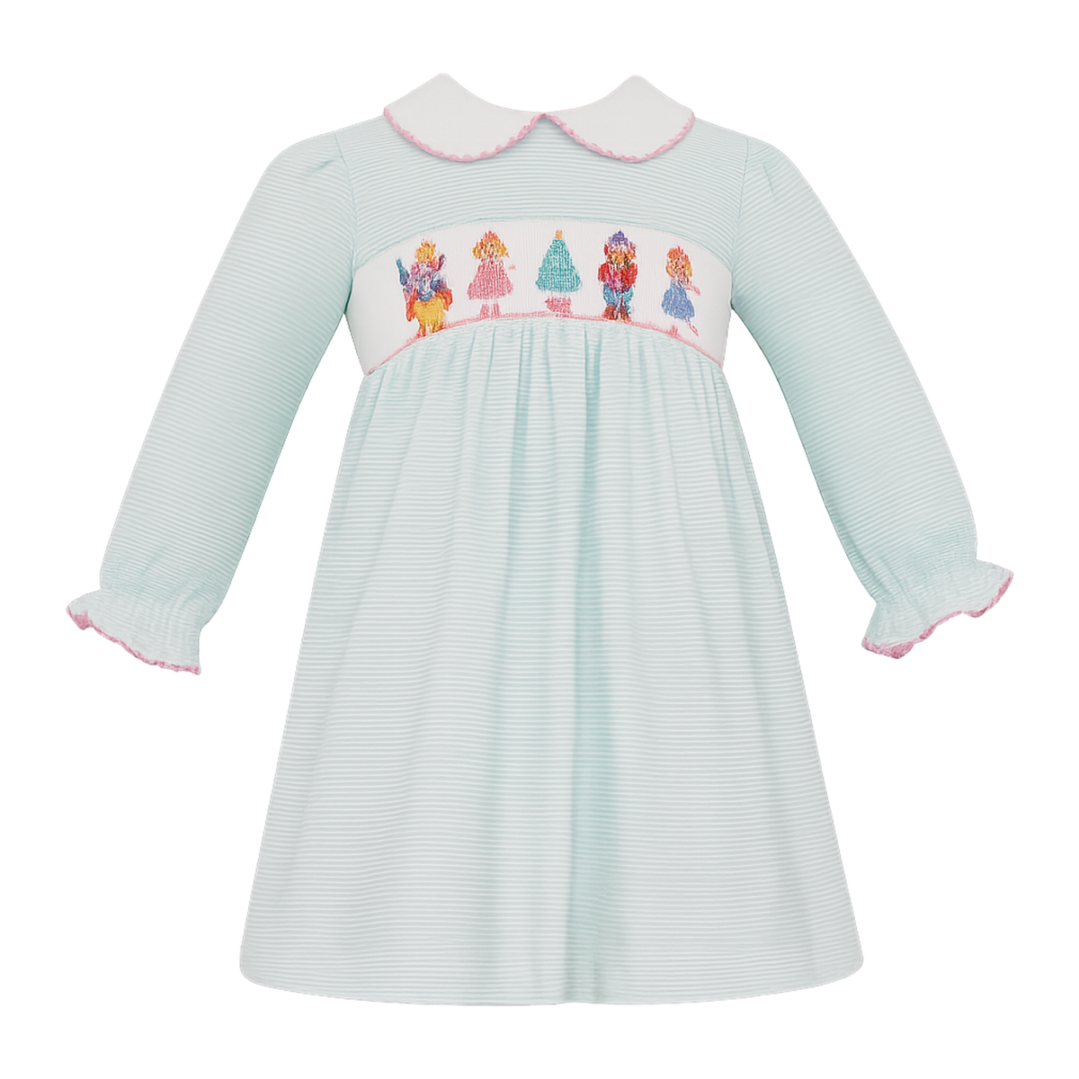 CANDY CANE GIRL’S - Green gingham bishop S/S by Petit Bebe Girls Dress