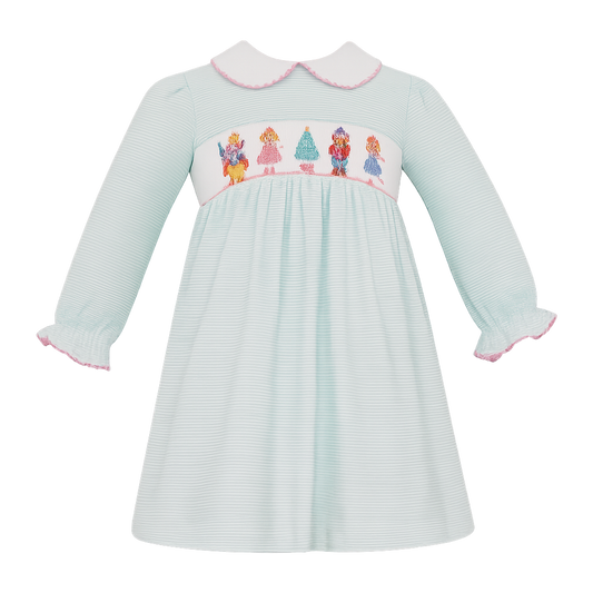 CANDY CANE GIRL’S - Green gingham bishop S/S by Petit Bebe Girls Dress