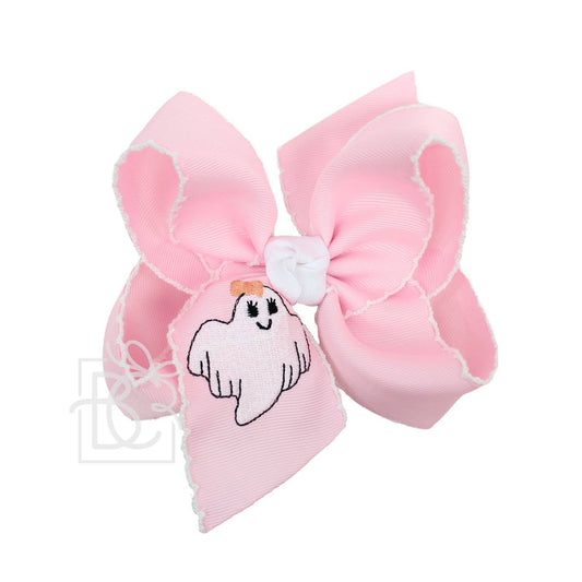 Pink Ghost Crochet Edge Bow