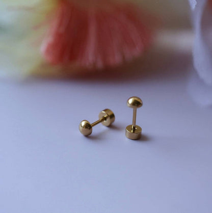 Tiny Gold Ball Earring