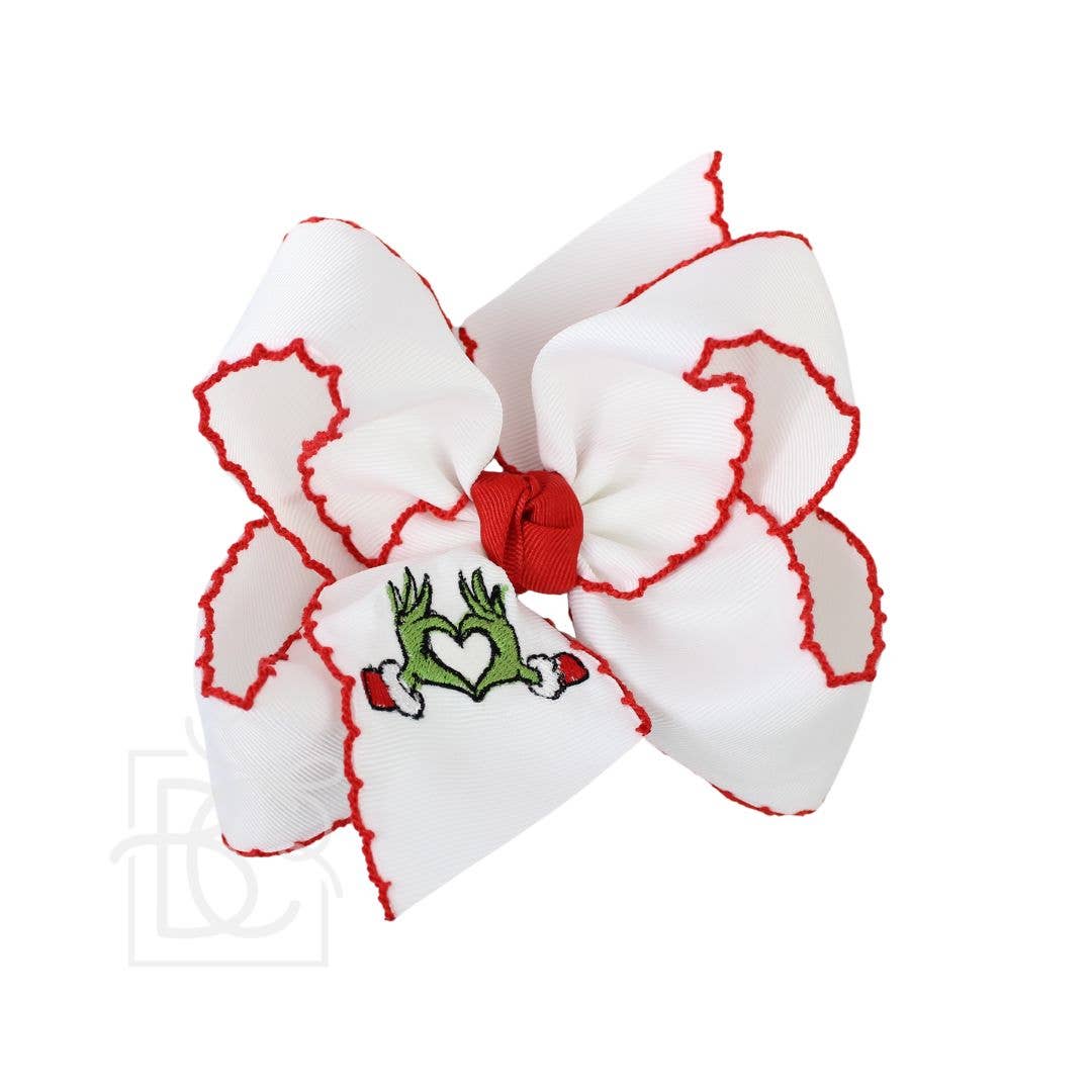 Grinch Embroidered Bow