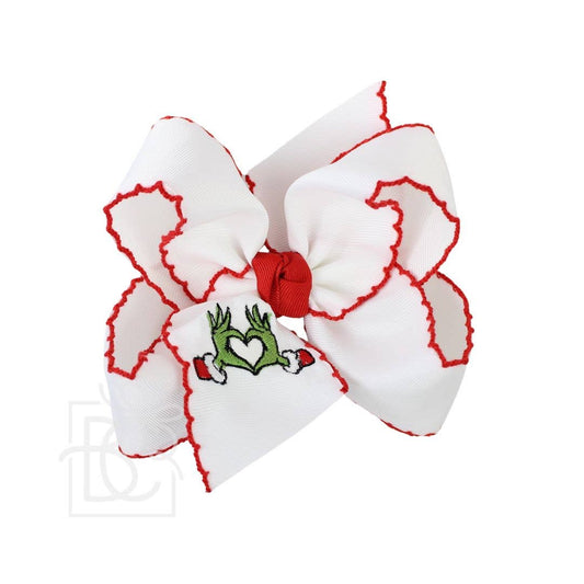 Grinch Embroidered Bow